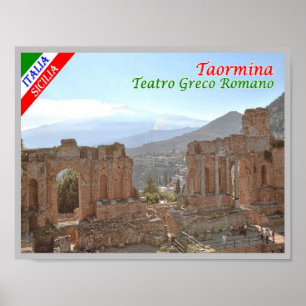 Italien - Sicilien - Taormina - Grekisk-romersk te Poster
