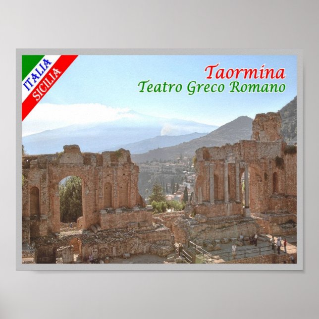 Italien - Sicilien - Taormina - Grekisk-romersk te Poster (Framsidan)