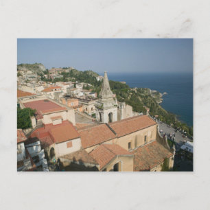 ITALIEN, Sicilien, TAORMINA: Utsikt mot Piazza IX Vykort