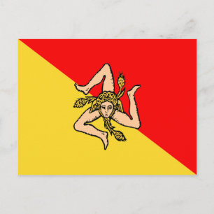 Italien Sicily, Sicilian flagga Vykort