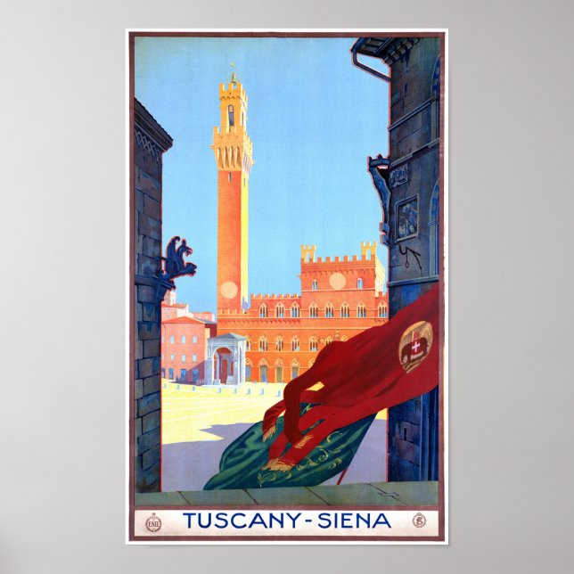 Italien Siena Vintage resor Poster återställd (Framsidan)