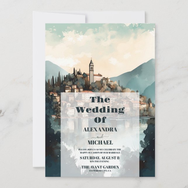 Italien Sjö Como Destination Wedding Inbjudningar (Framsida)
