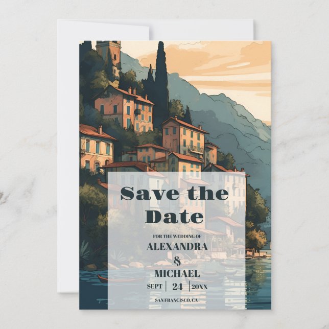 Italien Sjö Como Destination Wedding Spara Datumet (Framsida)
