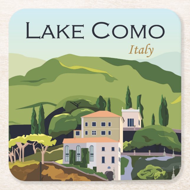 Italien Sjö Como, vacker Underlägg Papper Kvadrat (Framsidan)
