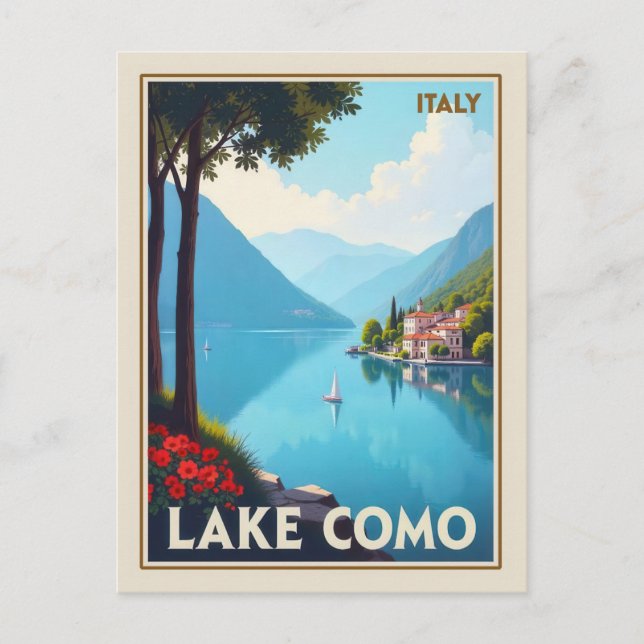 Italien Sjö Como Vintage resor Vykort (Framsida)