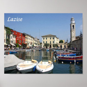 Italien - Sjö Garda - Lazise - hamn - hamn Poster