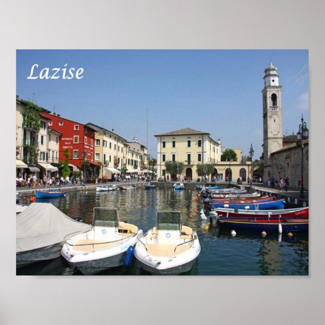 Italien - Sjö Garda - Lazise - hamn - hamn Poster (Framsidan)