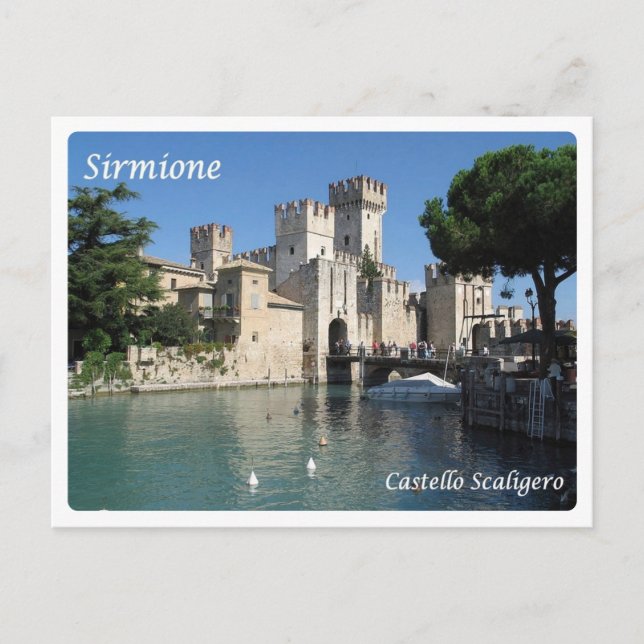 Italien - Sjö Garda - Sirmione - Castello Scaliger Vykort (Framsida)