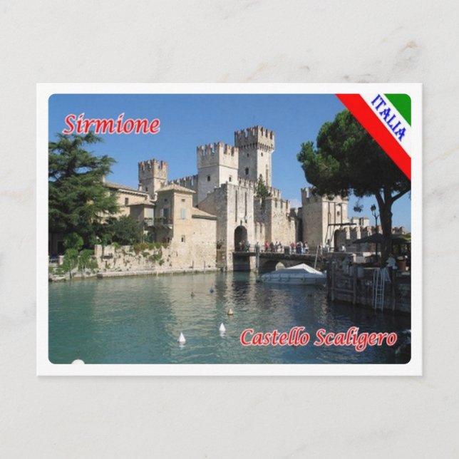 Italien - Sjö Garda - Sirmione - Scaligero Castle  Vykort (Framsida)