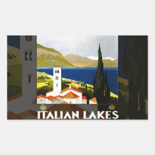 Italien Sjöar Vintage resor Rektangulärt Klistermärke