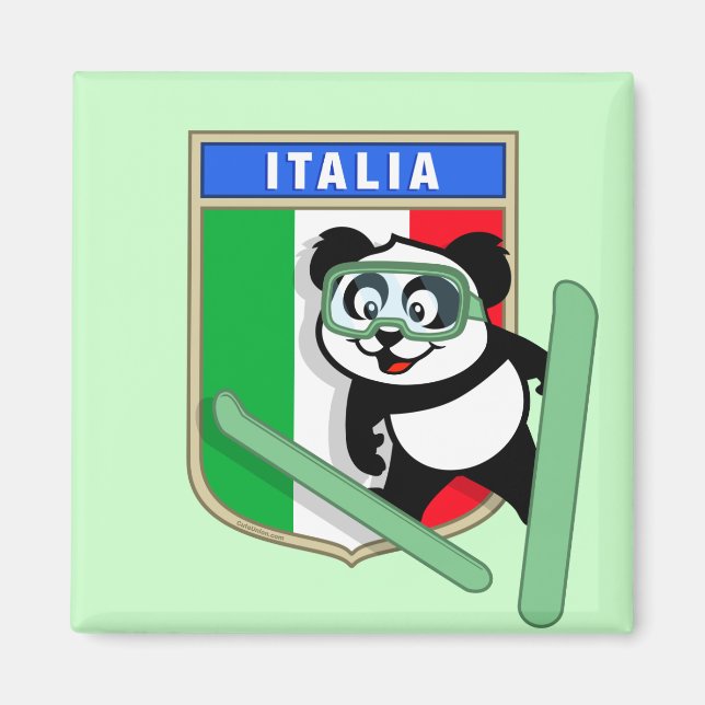 Italien Ski-hopping Panda Magnet (Framsidan)