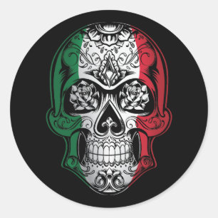 Italien Skull och Ro Flagga Runt Klistermärke