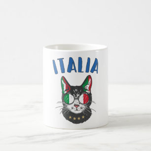 Italien Soccer Cat Mascot Italienska Fläkt flagga Kaffemugg