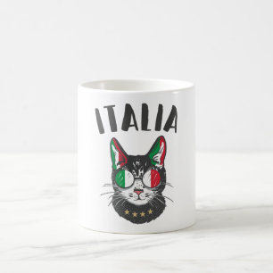 Italien Soccer Cat Mascot Italienska Fläkt flagga Kaffemugg
