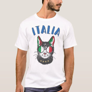 Italien Soccer Cat Mascot Italienska Fläkt flagga T Shirt