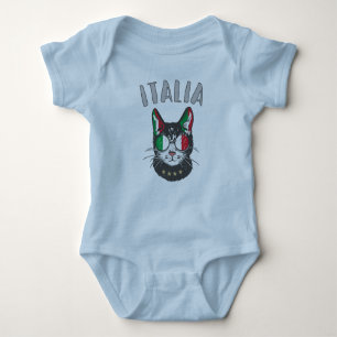 Italien Soccer Cat Mascot Italienska Fläkt flagga T Shirt
