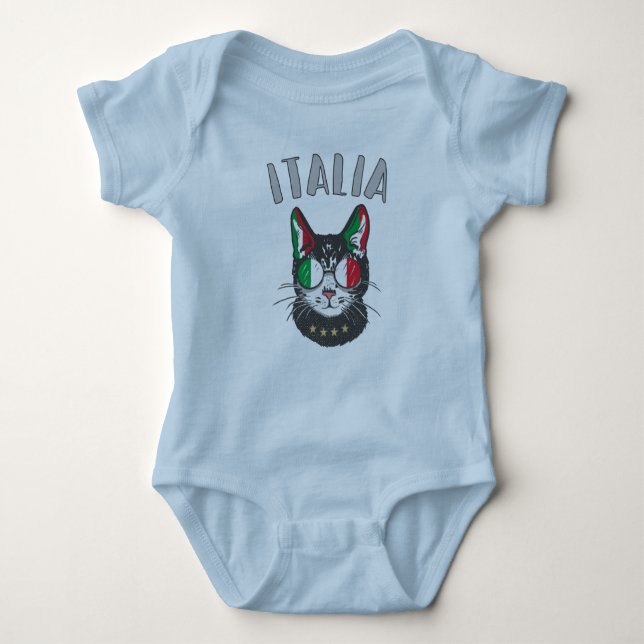 Italien Soccer Cat Mascot Italienska Fläkt flagga T Shirt (Framsida)
