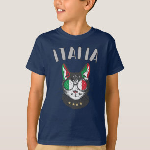 Italien Soccer Cat Mascot Italienska Fläkt flagga T Shirt