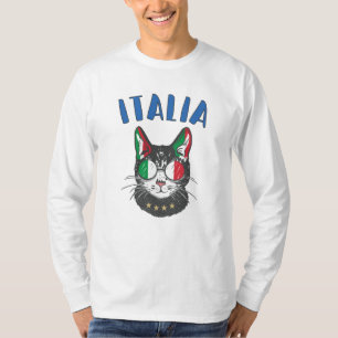 Italien Soccer Cat Mascot Italienska Fläkt flagga T Shirt