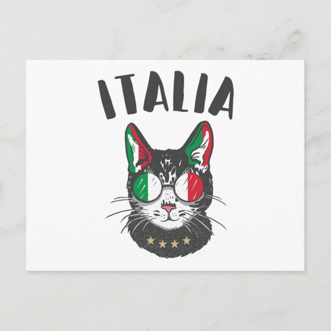 Italien Soccer Cat Mascot Italienska Fläkt flagga Vykort (Framsida)