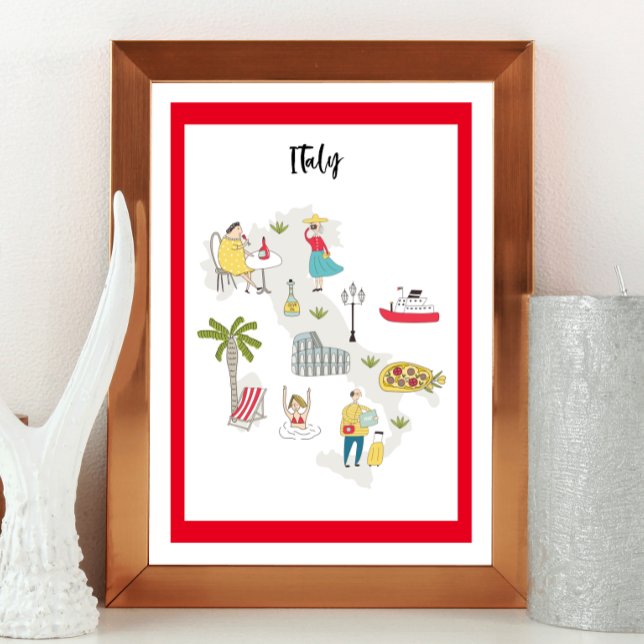 Italien som illustreras av Karta Poster (Skapare uppladdad)