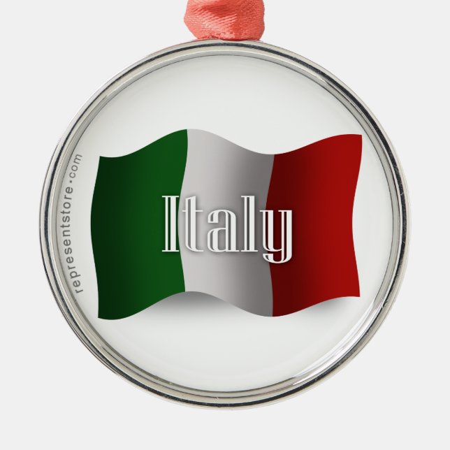 Italien som vinkar flagga julgransprydnad metall (Framsidan)