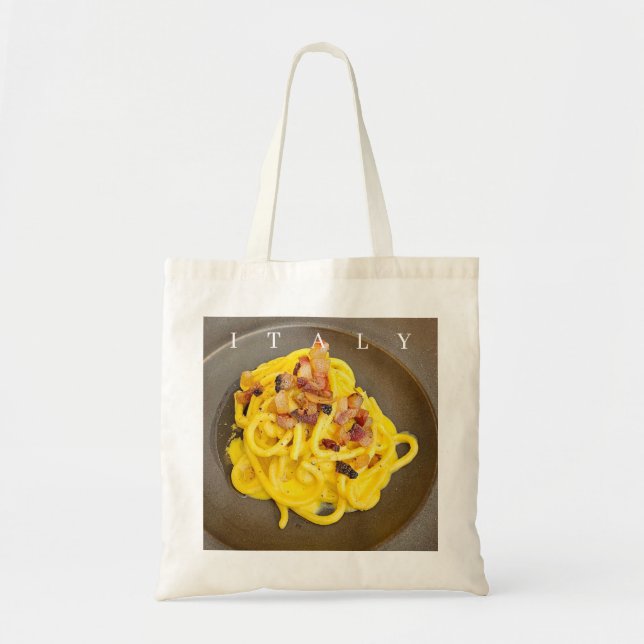 Italien spaghetti carbonara tobag tygkasse (Framsidan)