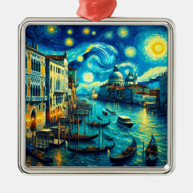 Italien Starry Night Venice Julgransprydnad Metall (Framsidan)