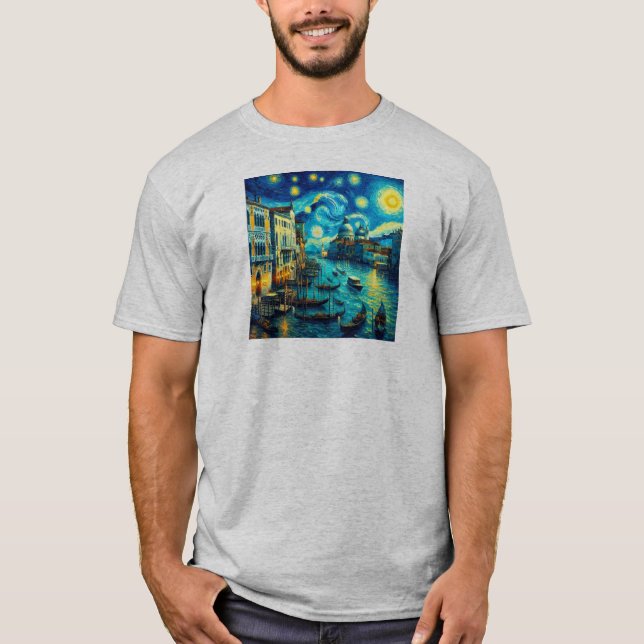Italien Starry Night Venice T Shirt (Framsida)
