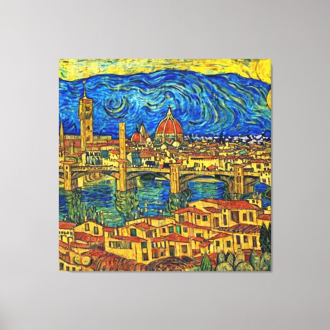 Italien Starry Starry Night Florence Canvastryck (Framsida)