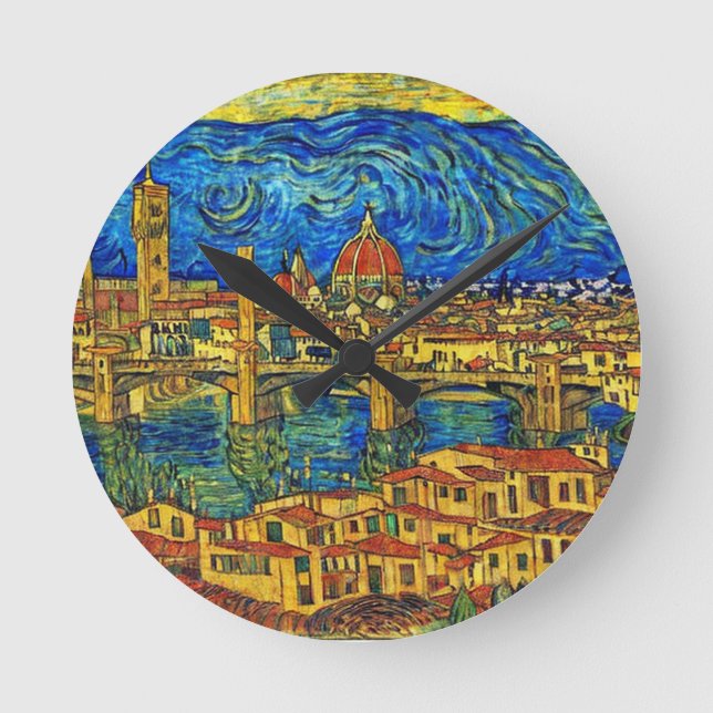 Italien Starry Starry Night Florence Rund Klocka (Framsida)