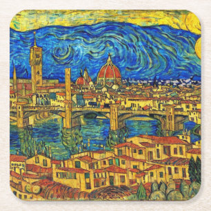 Italien Starry Starry Night Florence Underlägg Papper Kvadrat