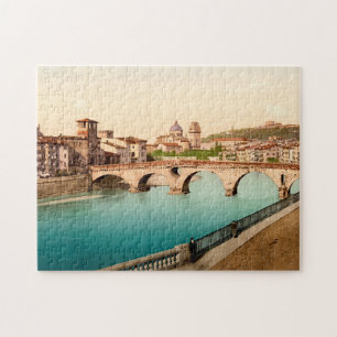 Italien Stone Bridge San Giorgia Verona Pussel