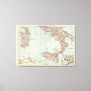 Italien sudliche Halfte, karta av den södra Canvastryck