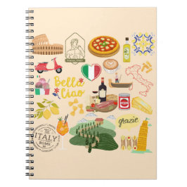 Italien Symbols Travel Älskare Anteckningsbok