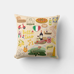 Italien Symbols Travel Älskare Kudde