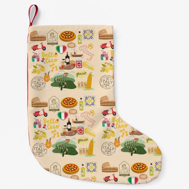 Italien Symbols Travel Älskare Liten Julstrumpa (Framsidan)