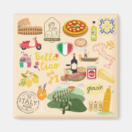 Italien Symbols Travel Älskare Magnet