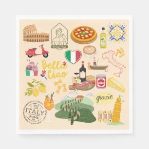 Italien Symbols Travel Älskare Pappersservett
