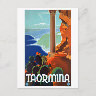 Italien Taormina Sicily Vintage affisch Vykort