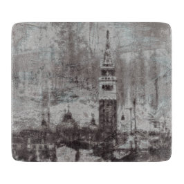 Italien Taupe och Cyan Distress Skyline Venice