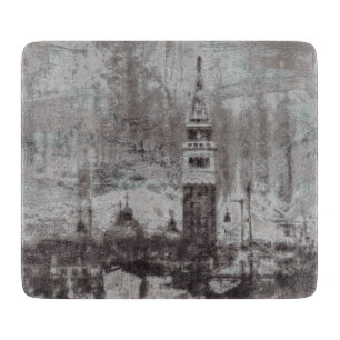 Italien Taupe och Cyan Distress Skyline Venice
