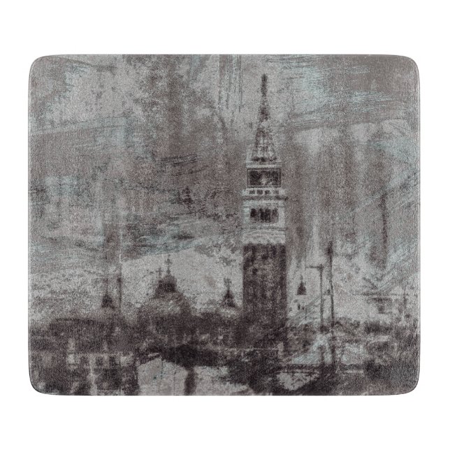 Italien Taupe och Cyan Distress Skyline Venice (Framsidan)