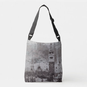 Italien Taupe och Cyan Distress Skyline Venice Axelväska