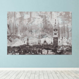 Italien Taupe och Cyan Distress Skyline Venice Canvastryck