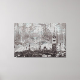 Italien Taupe och Cyan Distress Skyline Venice Canvastryck
