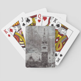 Italien Taupe och Cyan Distress Skyline Venice Casinokort