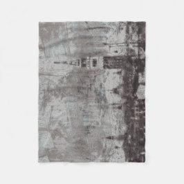 Italien Taupe och Cyan Distress Skyline Venice Fleecefilt