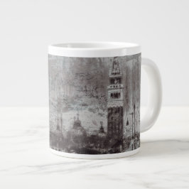 Italien Taupe och Cyan Distress Skyline Venice Jumbo Mugg