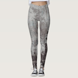 Italien Taupe och Cyan Distress Skyline Venice Leggings